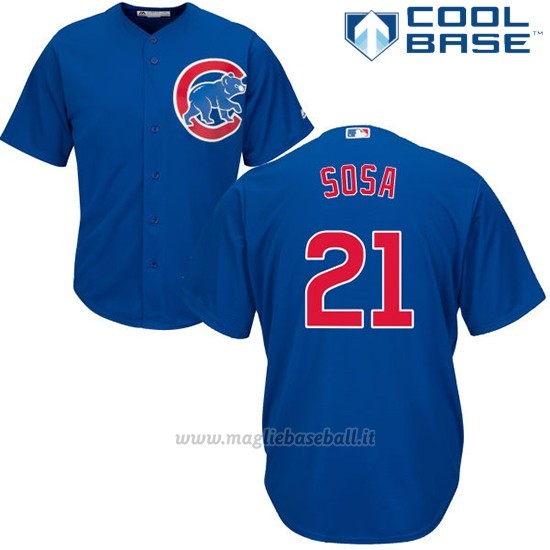 Maglia Baseball Uomo Chicago Cubs 21 Sammy Sosa Majestic Autentico Collezione Cool Base